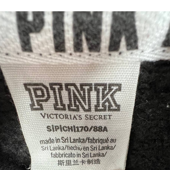 PINK Victoria Secret black sweatshirt with pockets flip sequins size small - Picture 4 of 5